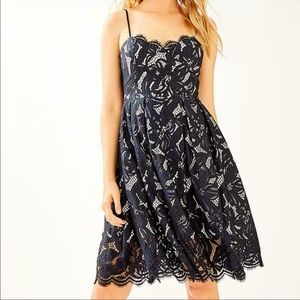 NWT Lilly Pulitzer Camella spaghetti strap dress | onyx two tone lace | size 6
